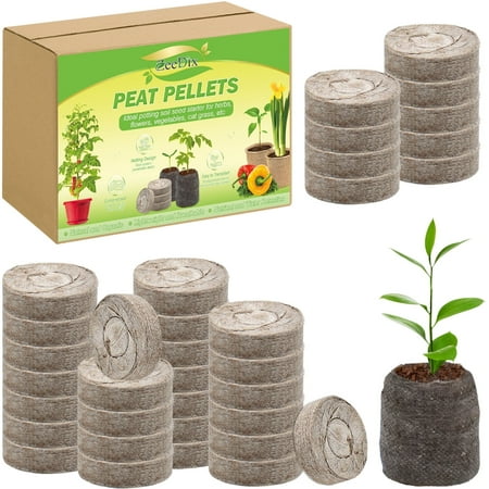 ZeeDix 40mm50Pcs Peat Pellets Seedling Soil Starter Compressed Garden Block for Planting