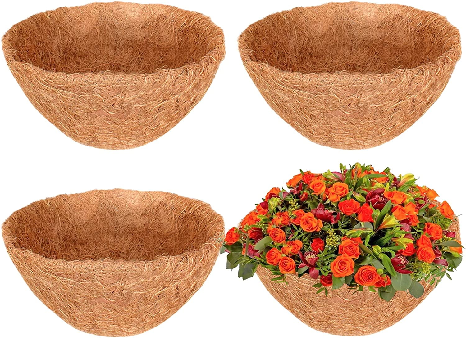 ZeeDix 4PCS 16Inch Coconut Liners Coco Coir Hanging Basket Liners 100