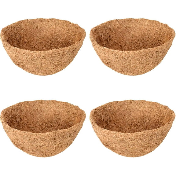 ZeeDix 4Pcs 10Inch Coconut Liners Coco Coir Hanging Basket Liners 100% Natural Coco Fiber Liners Round Coco Liners for Planters Flowers Vegetables