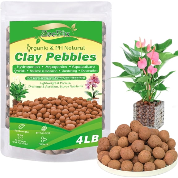 ZeeDix 4LB Organic Leca Clay Pebbles for Plants Lightweight Leca Balls Hydroton Clay Pebbles for Indoor Potted Plants Hydroponics Orchids Drainage Decoration Aquaponics