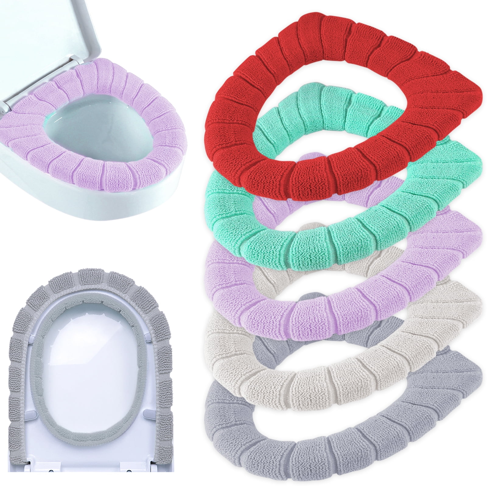 ZeeDix 5 Pcs Toilet Seat Cover Soft, Stretchable, Easy Install