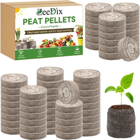 ZeeDix 50pcs (50mm) Peat Pellet Fiber Soil Plant Seed Starters Plugs Pallet Seedling Soil Block, Seed Fertilizer Nutrient Block Compressed Peat Block