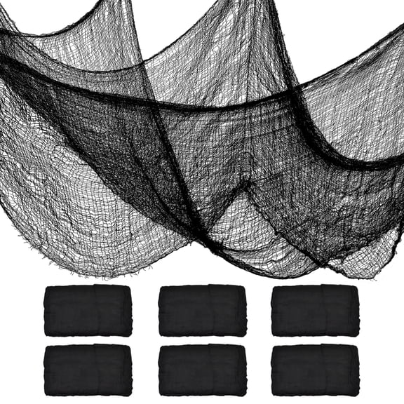 ZeeDix 6Pcs Black Halloween Creepy Cloth,30 x 75 Inch Hanging Decoration for Haunted Houses Party Supplies