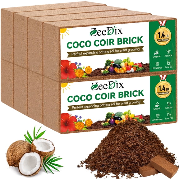 ZeeDix 8 Pcs 100% Organic Coco Coir Brick Coconut Coir Bricks for Plants Gardening Herbs