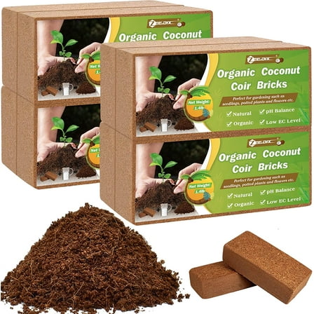 ZeeDix 8 Pcs 100% Organic Coco Coir Brick Coconut Coir Bricks for Plants Gardening Herbs