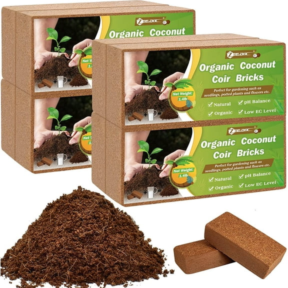 ZeeDix 8 Pcs 100% Organic Coco Coir Brick Coconut Coir Bricks for Plants Gardening Herbs