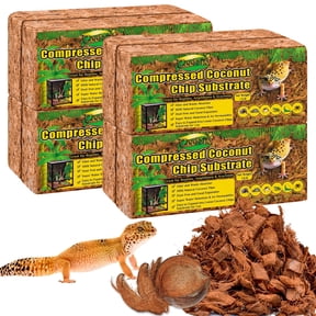 ZeeDix 8Pack Compressed Coconut Chips Brick Natural Coconut Husk for Reptiles Bedding Rrown Coco Coir Chips Terrarium Substrate for Ball Python Frog Snake Gecko Hermit Crab Tortoise