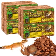 ZeeDix 8Pack Compressed Coconut Chips Brick Natural Coconut Husk for Reptiles Bedding Rrown Coco Coir Chips Terrarium Substrate for Ball Python Frog Snake Gecko Hermit Crab Tortoise