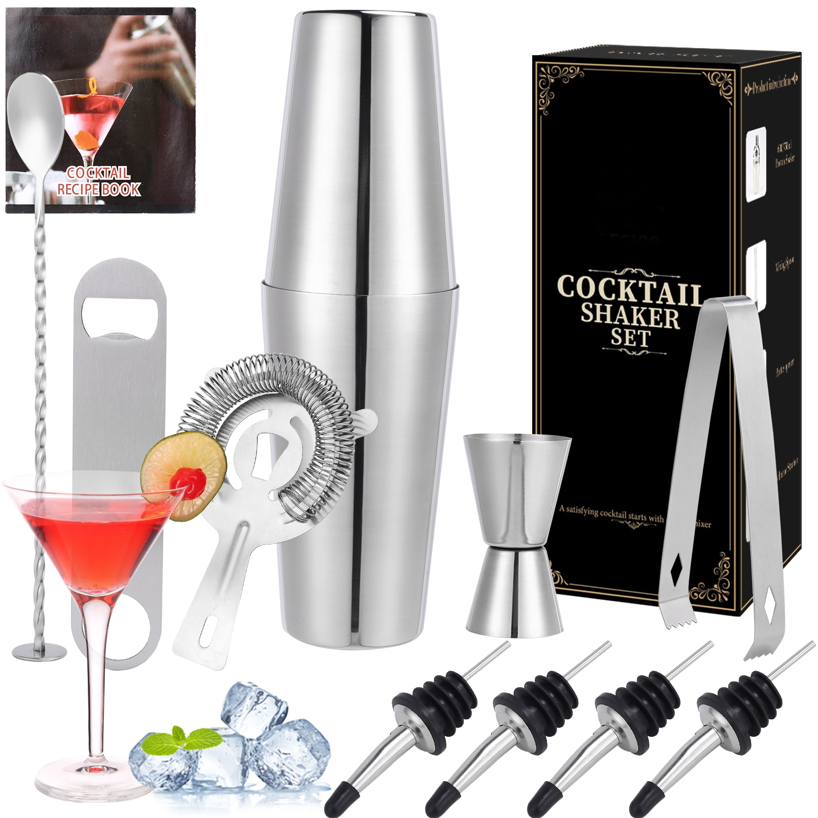 Stainless Steel Cocktail Shaker Set with Stand - 17-Piece Mixology Bartender  Kit, Bar Set, 1 set - Harris Teeter