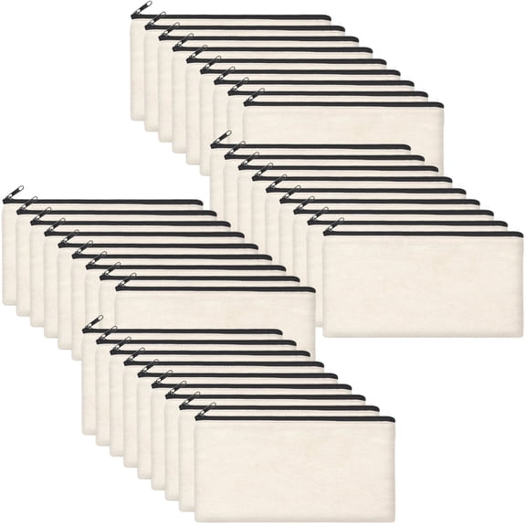 ZeeDix Cotton Canvas Pencil Cases, Beige, 36 Pack