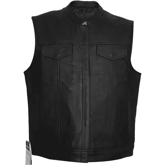 Zeebro Men's ANC20 Black Leather Bikers Club Vest Size 50