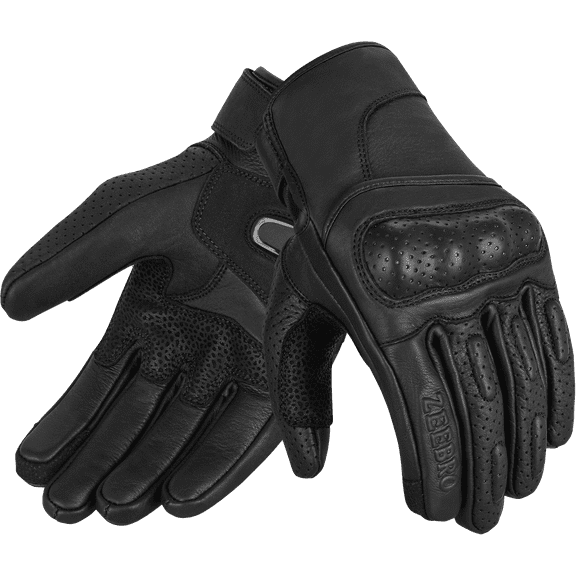 Zeebro Men's AC–02 Protective Armor Black Leather Gloves Size XL