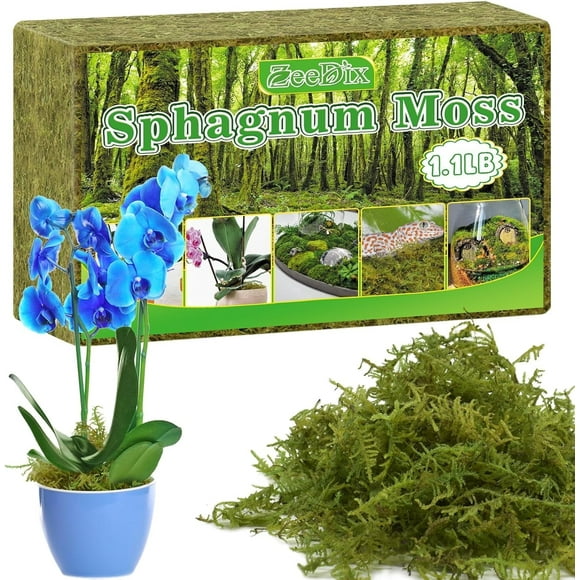 Zeedix 1.1LB sphagnum moss for plants，25QT Natural Long-Fiber moss ,Premium moss for Terrariums，Orchids，Succulents，Carnivorous Potted Plant，Gardening & Reptiles