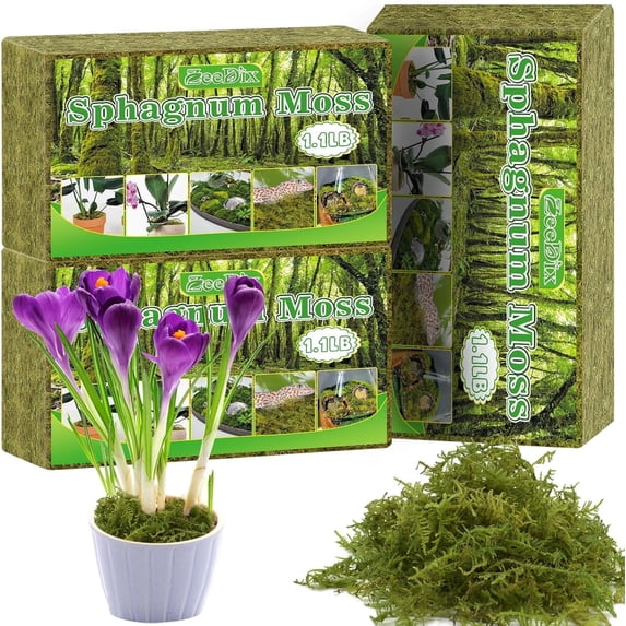 Zeedix 3.3LB sphagnum moss for plants,75QT Natural Long-Fiber moss ,Premium moss for Terrariums,Orchids,Succulents,Carnivorous Potted Plant,Gardening & Reptiles