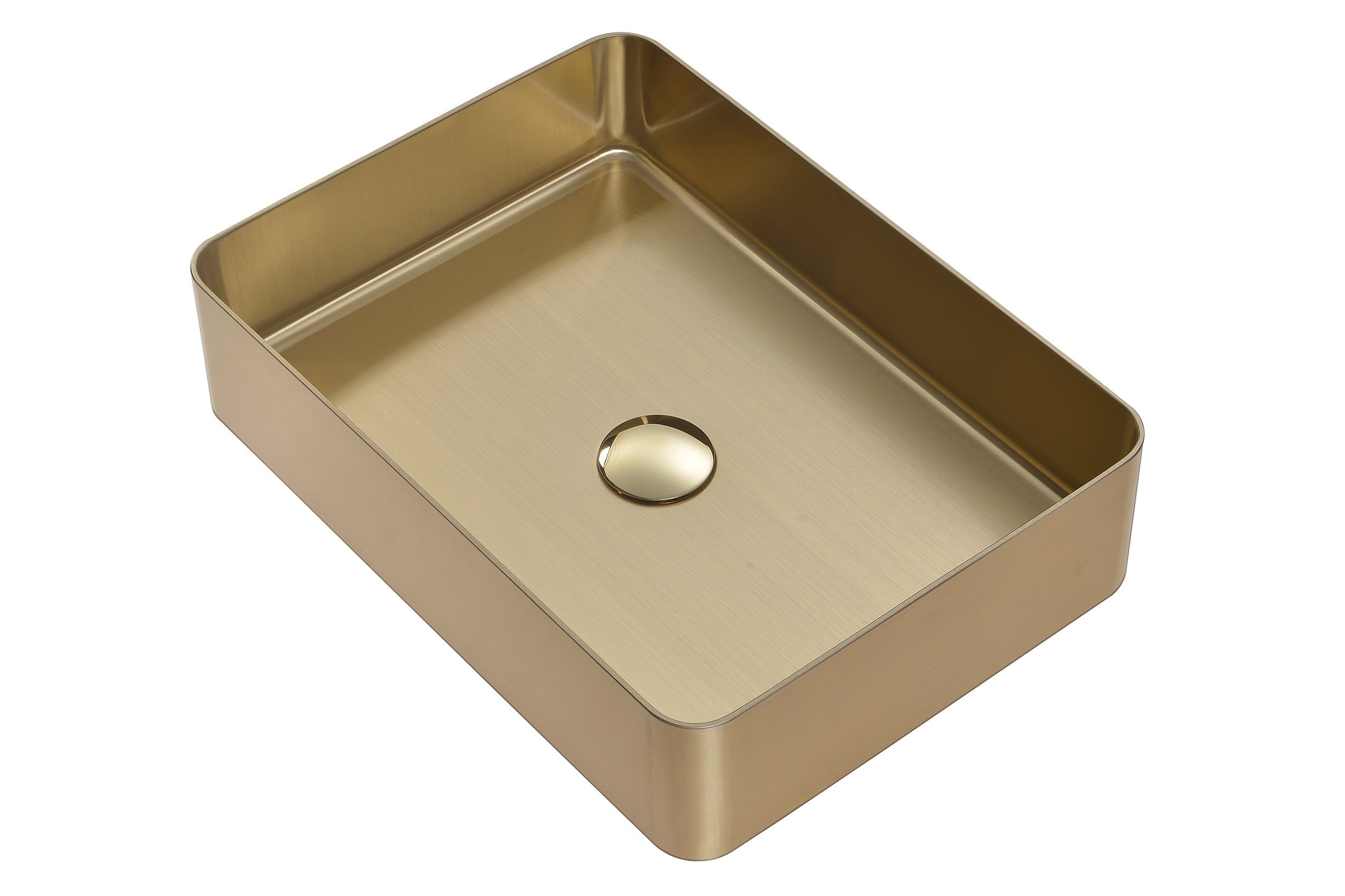 Zeek 18”x13” Gold Rectangular Vessel Bathroom Sink Stainless Steel