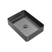 Zeek 18 x13  Gunmetal Black Rectangular Vessel Bathroom Sink Stainless Steel PVD Nano Tech Coating ZN-B183