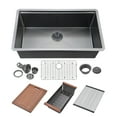 thumbnail image 1 of Zeek 32" Workstation Single Bowl Gunmetal Matte Black Undermount Kitchen Sink With Accessories PVD Nano Tech Coating ENZO ZW-B329, 1 of 15