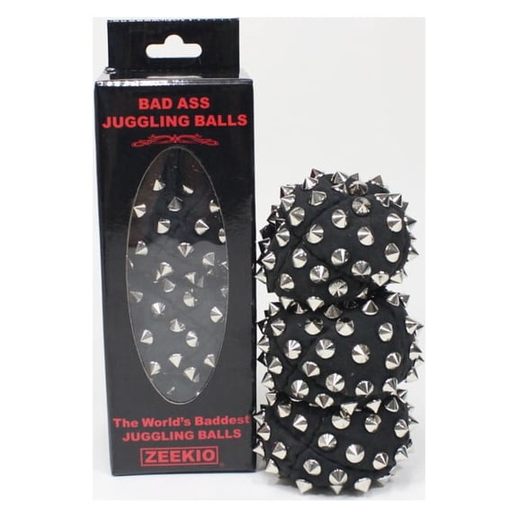 Zeekio Bad Ass Juggling Ball - Metal Studs on Eight Hand Sewn Panels (Black, Set of 3)