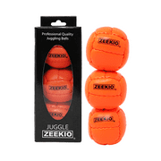 Zeekio Galaxy Juggling Balls - Premium 12 Panel Genuine Leather Balls - 130g - 67mm - Pack of 3, Orange