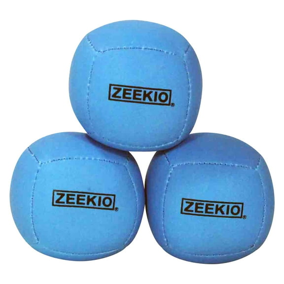 Zeekio Lunar Juggling Balls - 110g Professional UV Reactive 6 Panel Ball - Pack of 3 (Solid Blue)