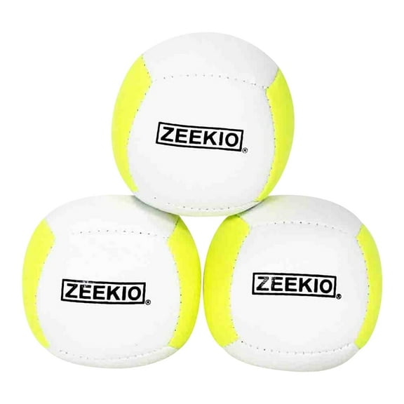 Zeekio Lunar Juggling Balls - 110g Professional UV Reactive 6 Panel Ball - Pack of 3 (White/Yellow)