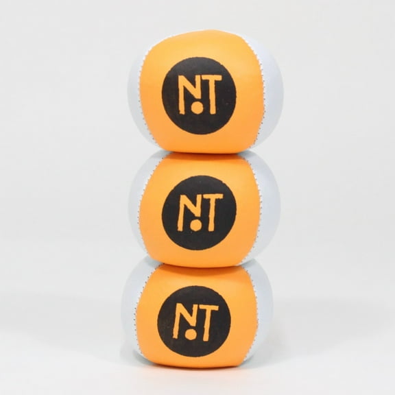 Zeekio Nick Thomas Signature Juggling Ball Set - 4 Panel 95g 63.5mm - Set of 3 (Orange/ White)