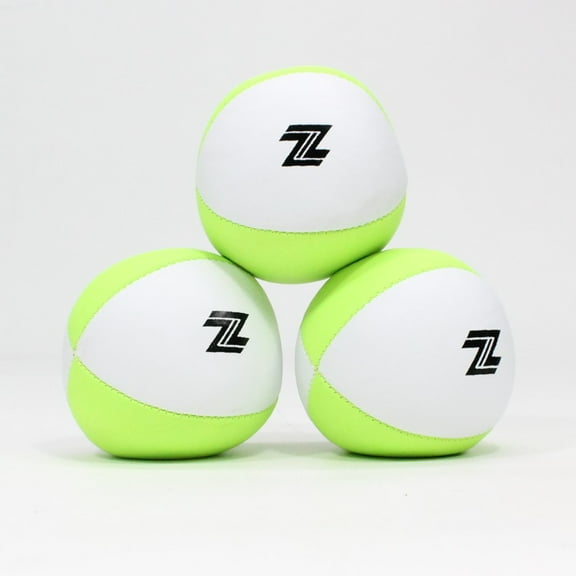 Zeekio Nova Juggling Ball Set - Stretch Bean Bag 4 Panel 120g Ball - Set of 3 Balls (Lime/White)