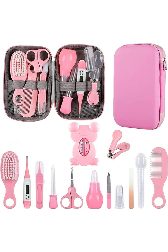 Baby Grooming Kit, 13 in 1 Baby Necessities Set, Pink