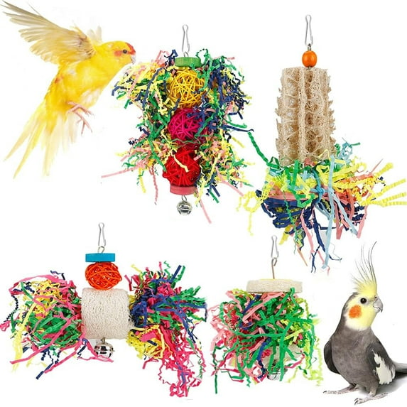 ZeenArt Bird Parakeet Toys, Bird Loofah Toys Foraging Hanging Toy for Cockatiel Conure African Finches