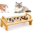 thumbnail image 1 of ZeenArt Elevated Cat Food Bowl, 3 Stainless Steel Tilted Dog Cat Bowls with Stand, Anti Vomiting, 1 of 6