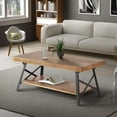 thumbnail image 1 of Zeeyh 43'' Metal Legs Rustic Coffee Table, Solid Wood Tabletop, 1 of 7