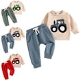 thumbnail image 1 of Zefriona Baby Boys Cute Tractor Embroidered Long Sleeve Sweatshirt and Pants Casual Outfit Set 3M-3Y Beige Size 6-12M, 1 of 10