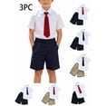 thumbnail image 1 of Zefriona Boys Girls 3PC School Uniform Sets Size 3-14 100%Cotton Short Sleeve Shirt with Tie Elastic Waist Shorts School Events & Formal Wear Size 4T, 1 of 9