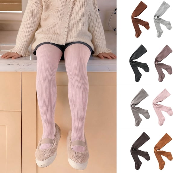 Zefriona Kids 100% Cotton Minimalist Striped Pantyhose with Flatlock Seams – Hypoallergenic Gentle-Fit Dance & School Tights, Ages 0–8 Years Pink Size 7