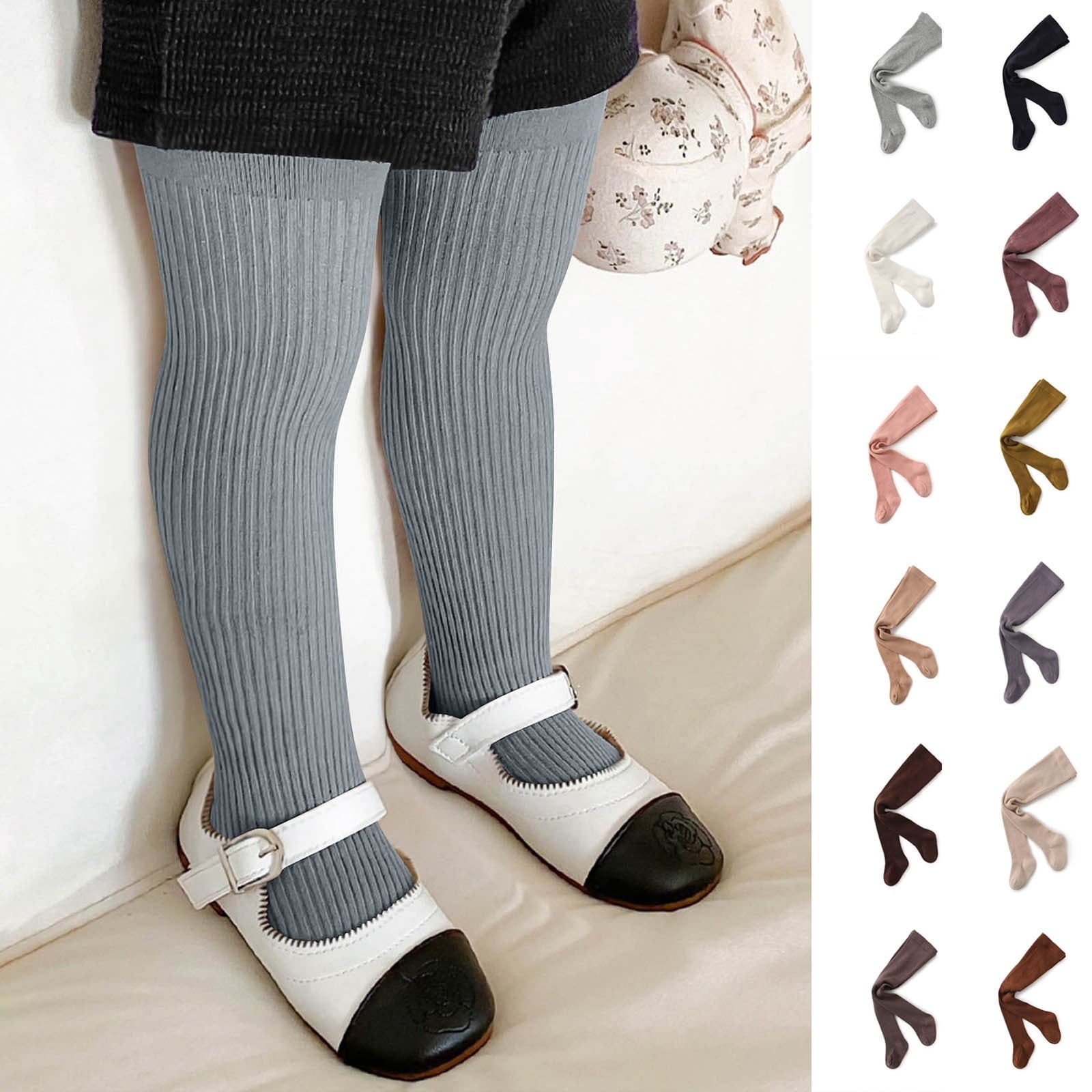 Kids 100% Cotton Seamless Thin-Strip Leggings Pantyhose – Lightweight No-Seam Base Layer Tights for Everyday & Performance, Ages 0–8 Years Bronze Size 0-1 Years