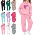 thumbnail image 1 of Zefriona Kids Casual Heart Graphic Long Sleeve Hoodie and Cuffed Tracksuit Pants Set 2-13Y Purple Size 3T, 1 of 6