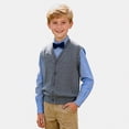 thumbnail image 1 of Zefriona Kids Unisex V-Neck Knit Vest (2 - 15) Casual Versatile Waistcoat Gray 7, 1 of 9