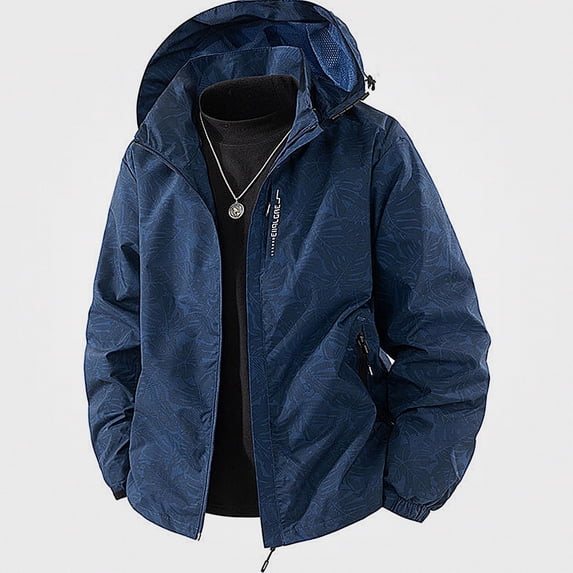 Zefriona Men's Water-Resistant Hooded Lightweight Softshell Jacket for Travel Blue 3XL
