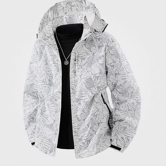 Zefriona Men's Water-Resistant Hooded Lightweight Softshell Jacket for Travel White 3XL