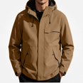 thumbnail image 1 of Zefriona Men's Water-Resistant Hooded Softshell Jacket with Zip Pockets for Hiking Coffee S, 1 of 8