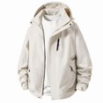 thumbnail image 1 of Zefriona Men's Water-Resistant Hooded Softshell Windbreaker Jacket for Hiking Beige 2XL, 1 of 9