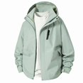 thumbnail image 1 of Zefriona Men's Water-Resistant Hooded Softshell Windbreaker Jacket for Hiking Mint Green M, 1 of 9