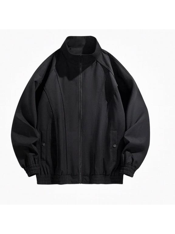 Men's Water-Resistant Hooded Softshell Windbreaker Jacket for Travel Black 3XL
