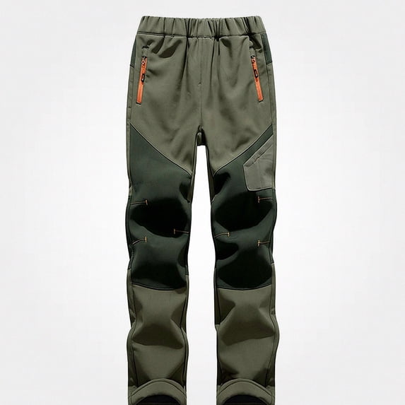 Zefriona Ski Pants Kids Softshell Reinforced Knees Waterproof Fleece Lined Winter Durable Trousers Army Green 10