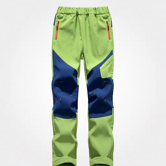 Zefriona Ski Pants Kids Softshell Reinforced Knees Waterproof Fleece Lined Winter Durable Trousers Green 6