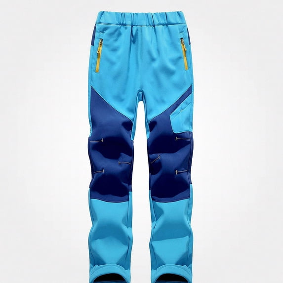 Zefriona Ski Pants Kids Softshell Reinforced Knees Waterproof Fleece Lined Winter Durable Trousers Light Blue 14