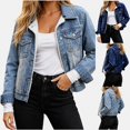 thumbnail image 1 of Zefriona Womens Fleece Lined Denim Jacket Long Sleeve Button Pocket Warm Winter Jean Coat Light Blue Size M, 1 of 9