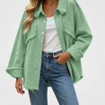 thumbnail image 1 of Zefriona Womens Fringe Denim Jacket Long Sleeve Button Front Jean Coat Top Green Size L, 1 of 7