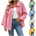 thumbnail image 1 of Zefriona Womens Fringe Denim Jacket Long Sleeve Button Front Jean Coat Top Pink Size L, 1 of 7