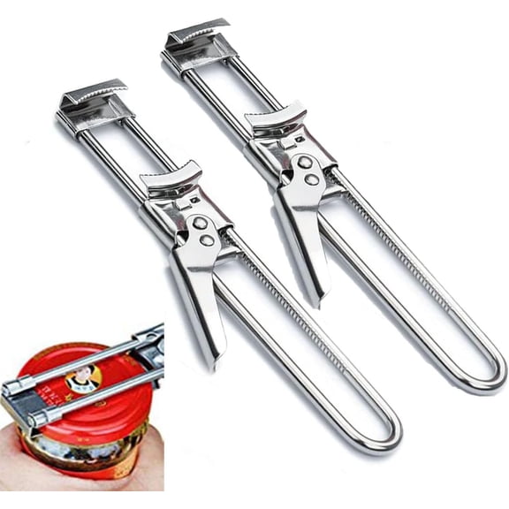 ZeginGazebo 2 Pack Master Jar & Bottle Opener,Adjustable Multifunctional Stainless Steel Can Opener Jar Lid Gripper,Manual,Kitchen Accessories for seniorsSilver